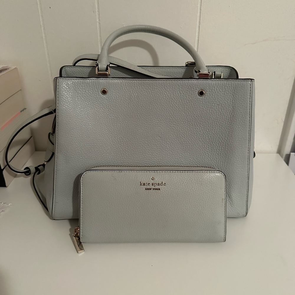 Kate Spade Satchel light blue Bundle with wallet